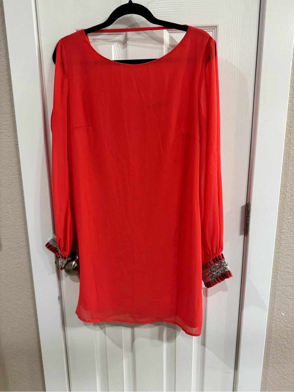 Ark & Co Coral Sheer Long Sleeve Tunic with Beaded Cuffs